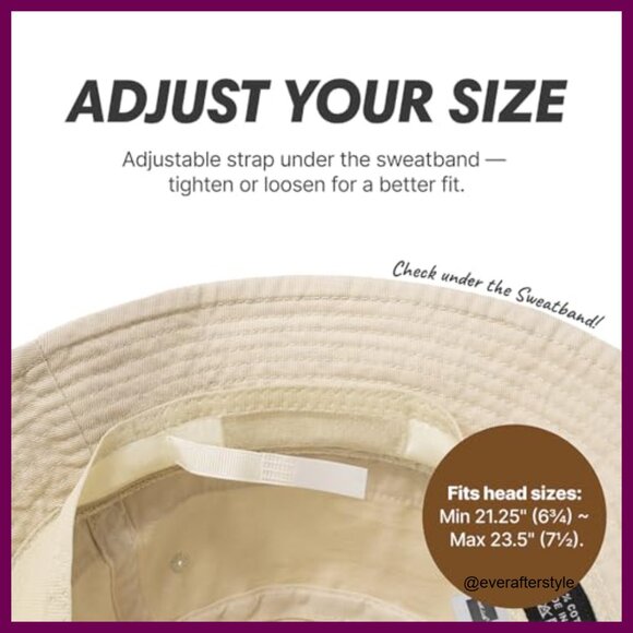 Cotton Bucket Hat with Adjustable Hook and Loop Strap for Sun Protection